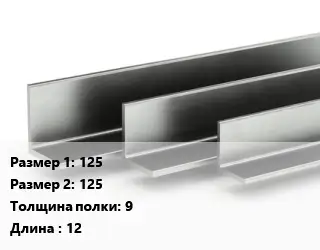 Уголок горячекатаный 125х125х9 L=12